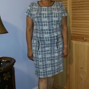NWT blue and ivory knit dress
